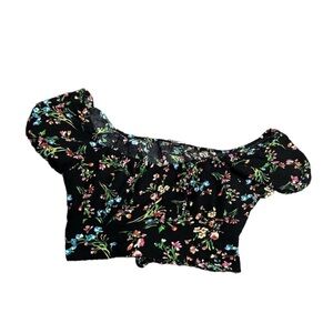 Fashion Nova Black Floral Crop Top